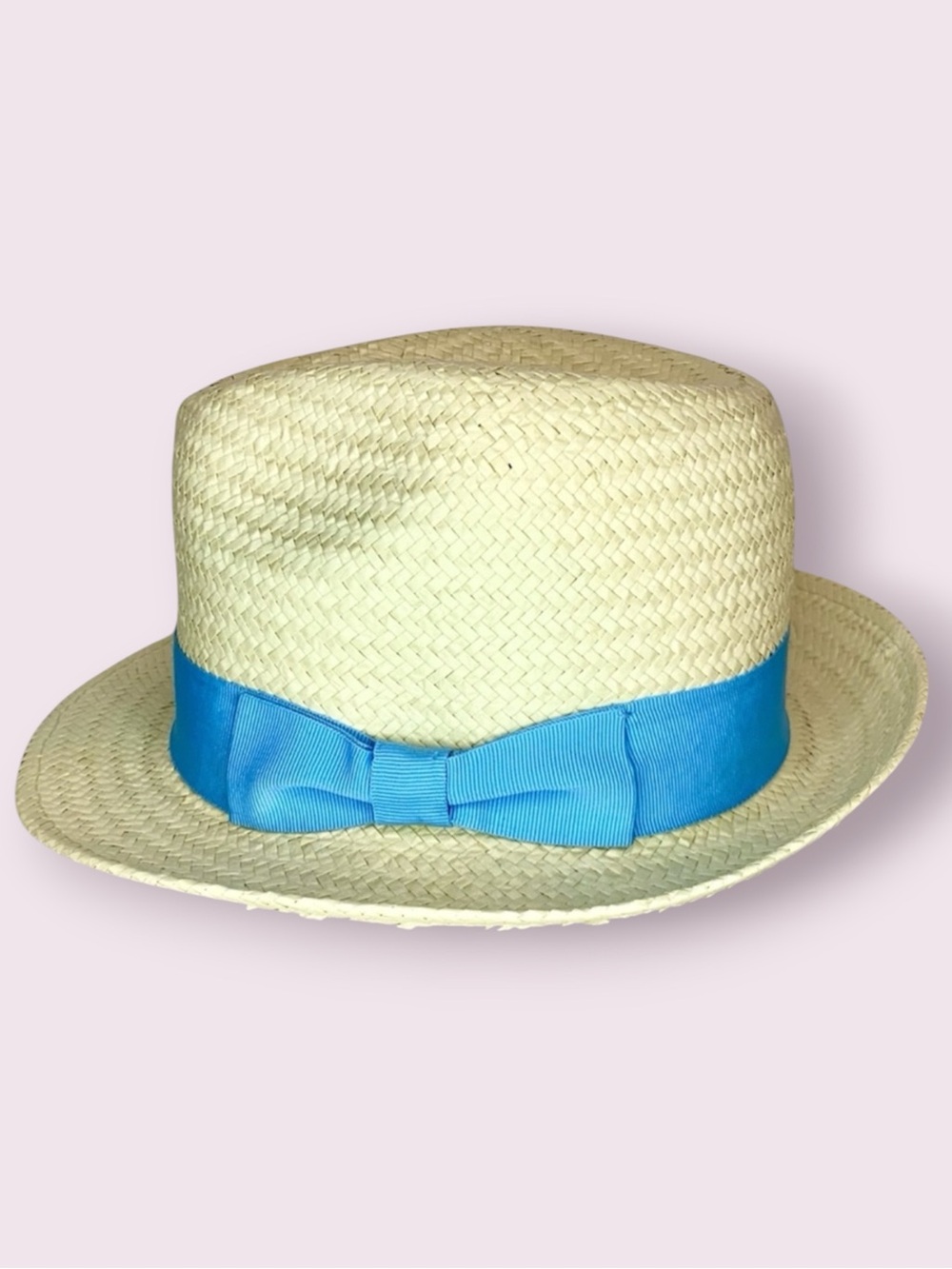 NWT C. C Exclusives Fedora Straw Sun Hat Tan With Blue Band Small/Medium